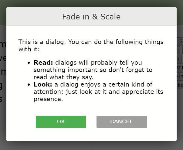 20 efectos de apariencia de cuadro de diálogo modal-Xdialog